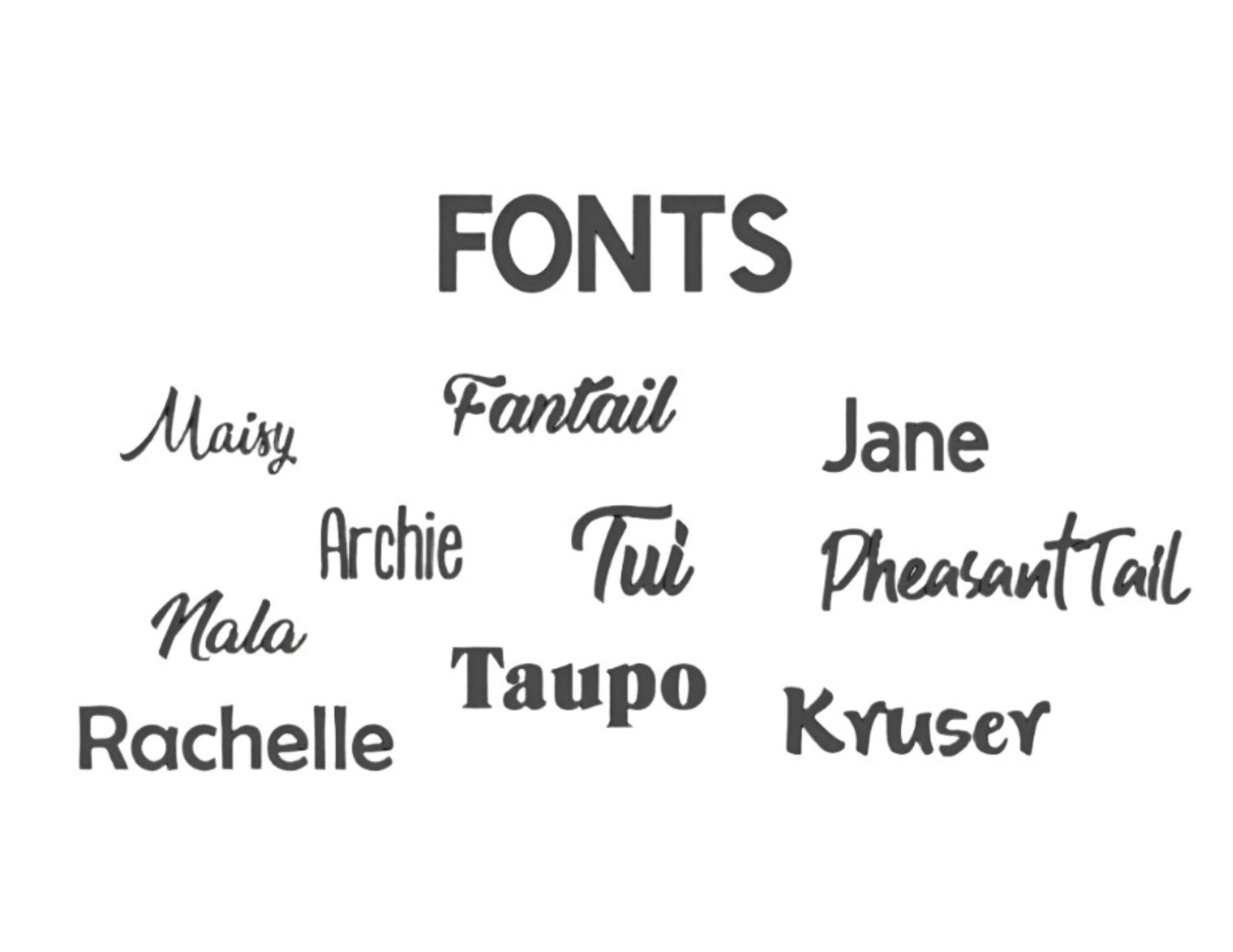 Fonts Available to choose from
